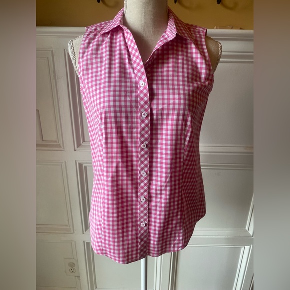 Talbots Tops - 💒 5/$30 TALBOTS 2P GINGHAM PLAID PINK WHITE BUTTON DOWN BLOUSE